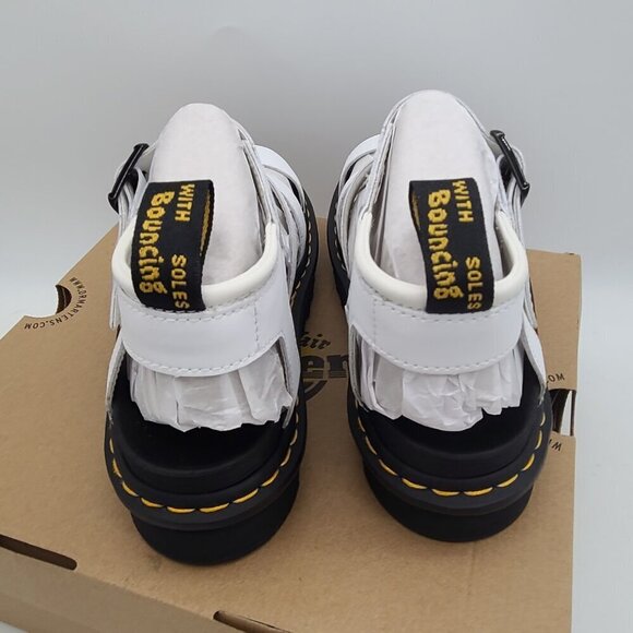 Dr Martens Blaire Quad Women's Strap Sandals White Hydro Leather Size 8 New - Picture 4 of 10